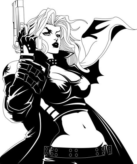 woman with big black gun — stock vector © sababa66 72141173