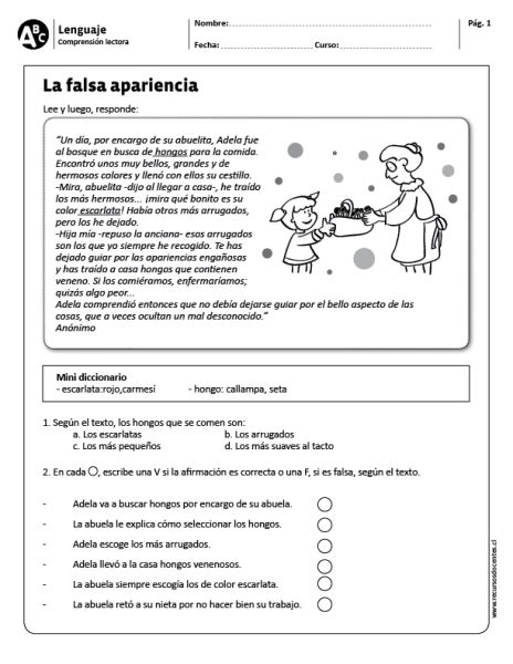 La Falsa Apariencia” Data Recalc Dims Spanish Reading Comprehension