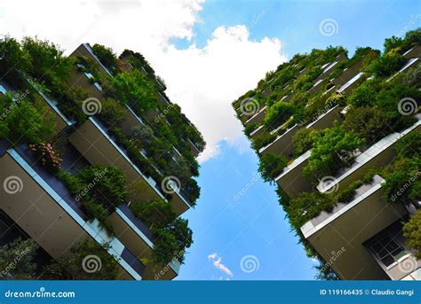 Skyscraper Vertical Forest In Milan Stock Image Image Of Ecological