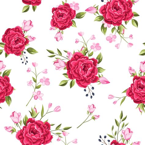 Premium Vector Beautiful Seamless Pattern Flowers And Leaves