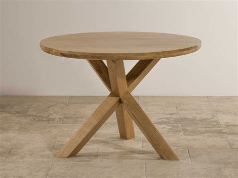 Trinity Natural Solid Oak Round Table With Crossed Legs Oak Furniture