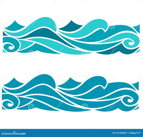 Blue Waves Sea Ocean Vector Illustration Pattern Background Colorful