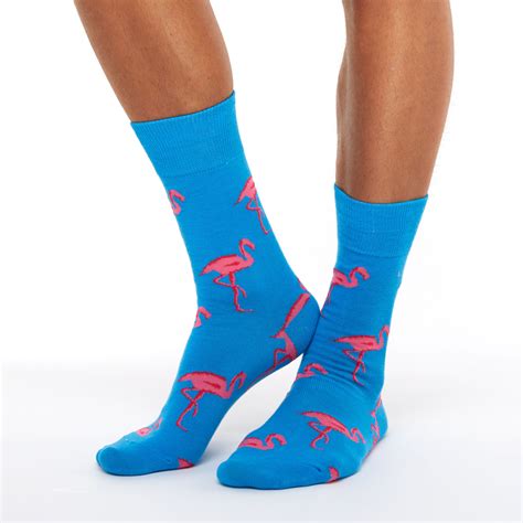 Flamingo Patterned Blue Golf Socks Chusette Socks Cool Socks For