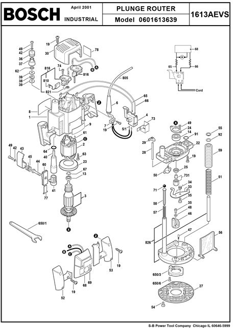 Bosch 1613aevs639 Plunge Router 060 1613 639 Model Schematic Parts