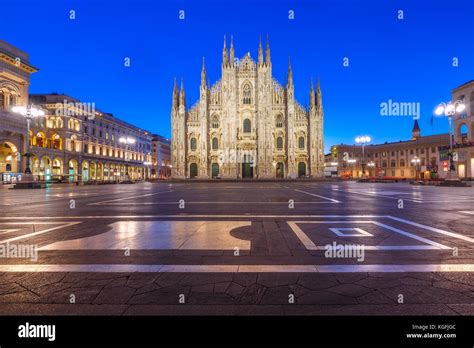 Night Piazza Del Duomo In Milan Italy Stock Photo Alamy