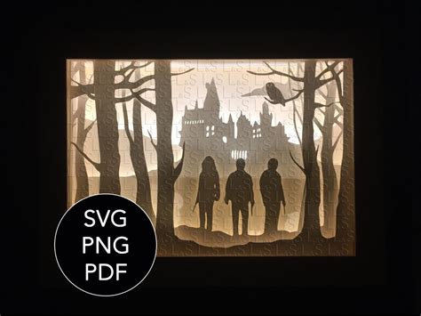 Harry Potter Hogwarts Light Box Template SVG Night Light 3D | Etsy