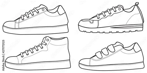 Shoes Sneaker Outline Drawing Vector Symbol Icon Shoe Fill In The