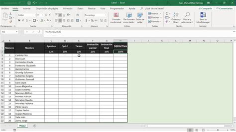 Creación De Planilla De Notas Usando Porcentajes En Excel Youtube