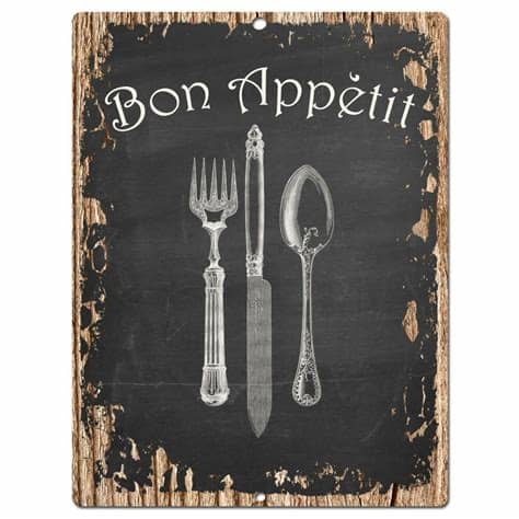 Rustic wooden signs for any home decor. PP0417 Rust Bon Appetit Sign Store Shop Bar Cafe ...
