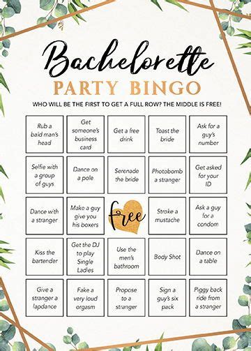 Bachelorette Bingo Game Printable Bachelorette Game Etsy
