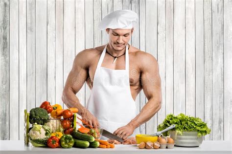 Man Bodybuilder On Kitchen Stock Photo Image Of Food