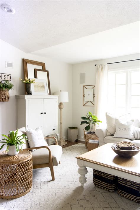 The key to farmhouse living room is using neutral colors and organic materials. How to Get the Modern Farmhouse Living Room Look | Grace In My Space