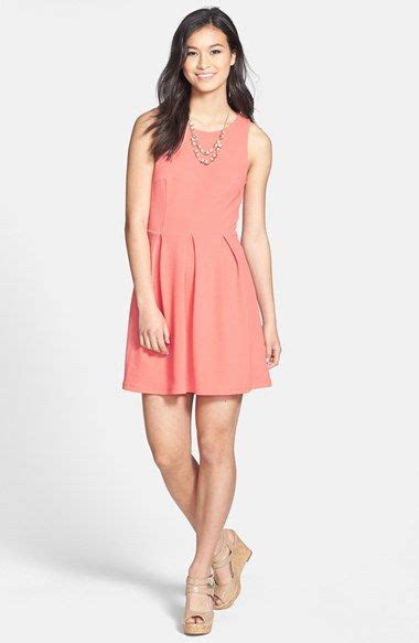 Painted Threads Textured Pleat Fit And Flare Dress Juniors Nordstrom
