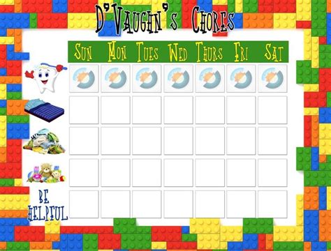 Personalized Chore Chart 4 Yr Old Boy For Hannah Pinterest