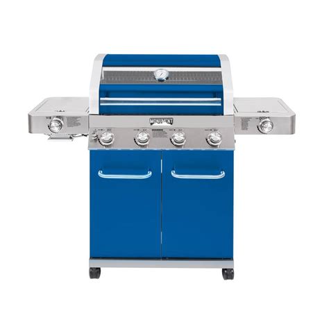 Monument Grills 4 Burner Propane Gas Grill In Blue With Clear View Lid