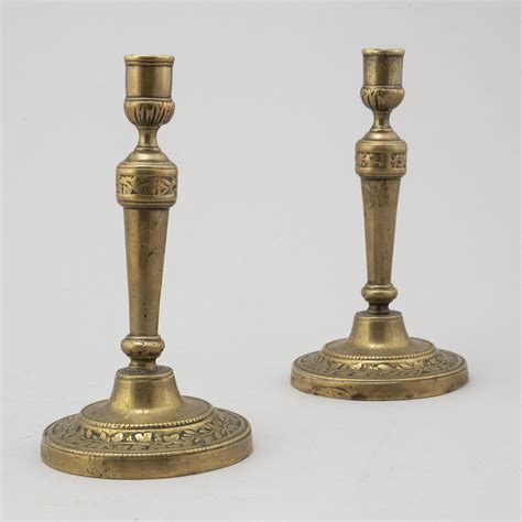 A Pair Of Empire Bronze Candlesticks First Half Of The 19th Century
