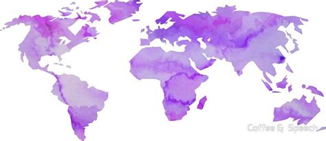 Purple Watercolor World Map Sticker By Coffee And Speech In 2021 Water