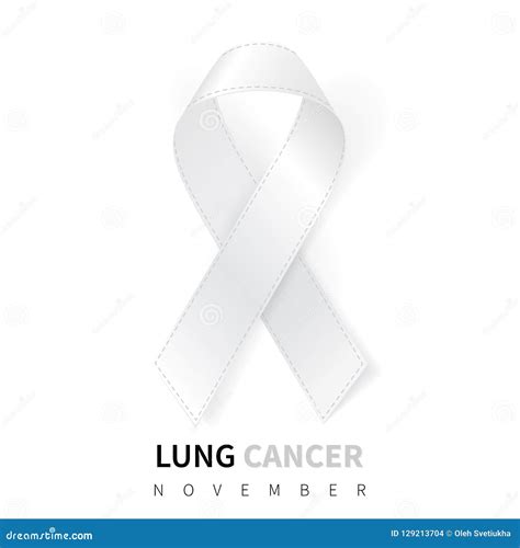 Lung Cancer Awareness Month Realistic White Ribbon Symbol Medical Design Stock Vector