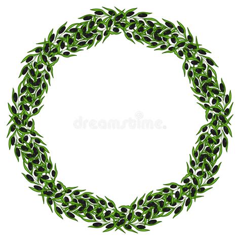 Olive Wreath And Branch Hand Drawn Sketch Illustration Stock Vector