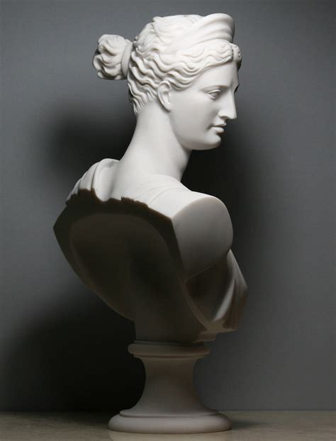 Artemis Diana Bust Head Greek Roman Goddess Cast Marble Statue Etsy