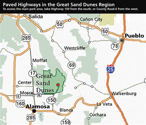 Great Sand Dunes Area Highway Map