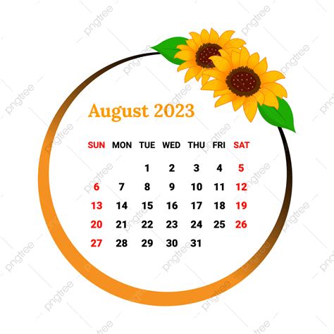 Months 2023 Vector Hd Images 2023 August Month Calendar Monthly