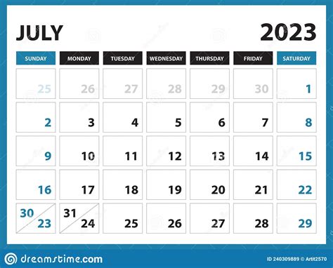 July 2023 Calendar Printable Calendar 2023 Template Planner Design