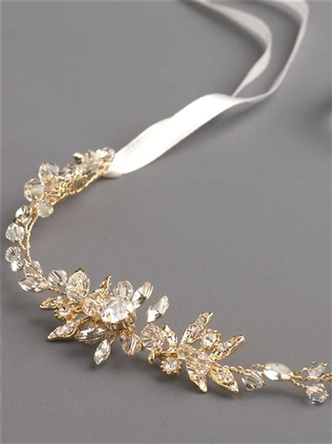 Crystal And Rhinestone Bridal Vine Headband In Silver Or Gold In 2020