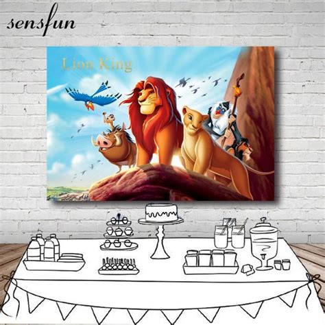 Sensfun Cartoon Lion King Backdrop Boys Birthday Party Backgrounds For