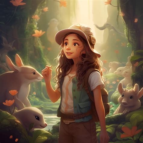 Premium Ai Image A Girl In A Hat And Vest Stands In A Forest With
