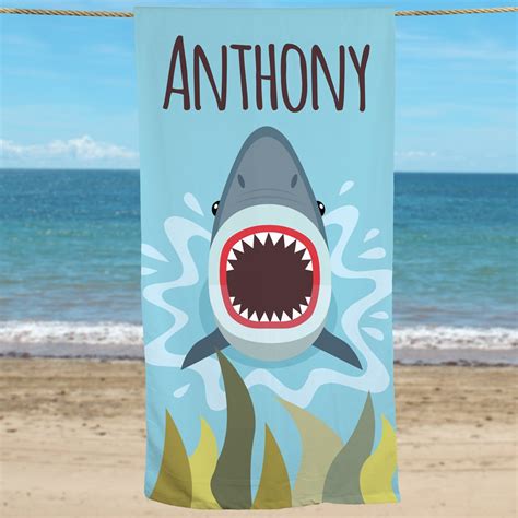 Shark Bite Personalized Beach Towel Tsforyounow