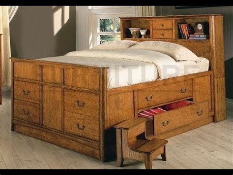 The caitbrook queen captain's bed with bookcase headboard. Captains Bed Queen Solid Wood - YouTube