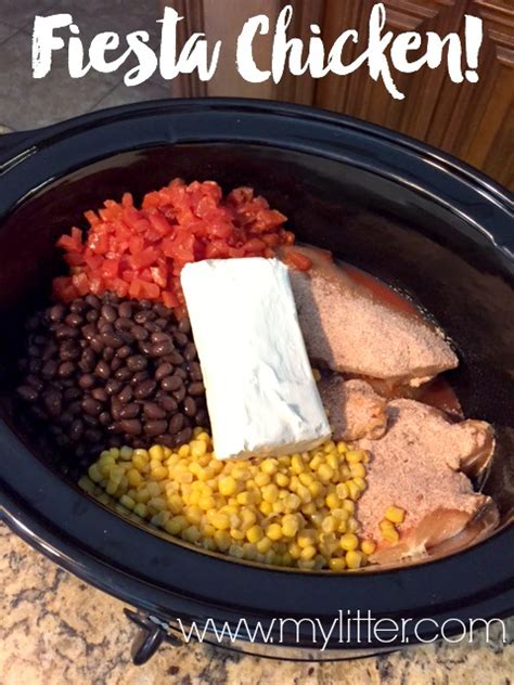 Serve the chicken over a bed of crumbled chips. Fiesta Chicken Crockpot Recipe - MyLitter - One Deal At A Time