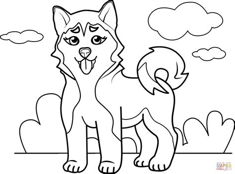 Husky štěně omalovánka | Omalovánky k Vytisknutí Zdarma