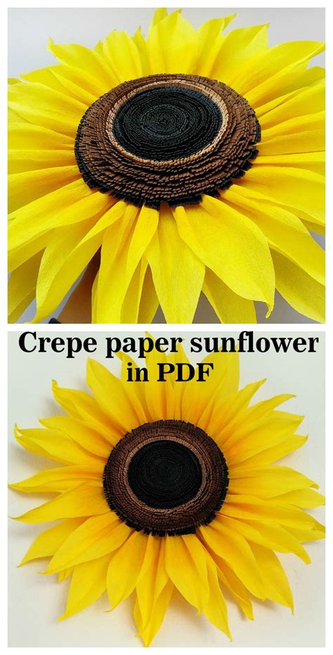 Crepe Paper Sunflower Tutorial In Pdf Paper Sunflowers Crepe Paper