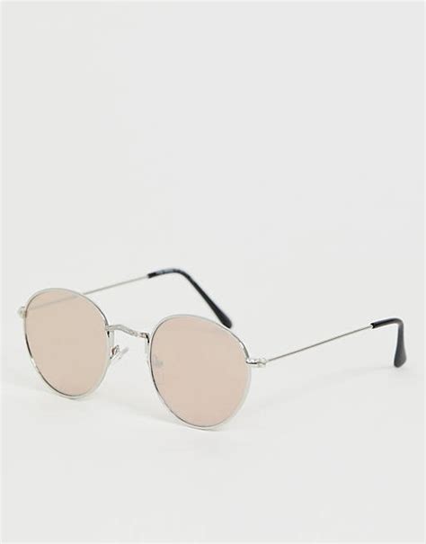 Burton Menswear Round Sunglasses In Silver Asos