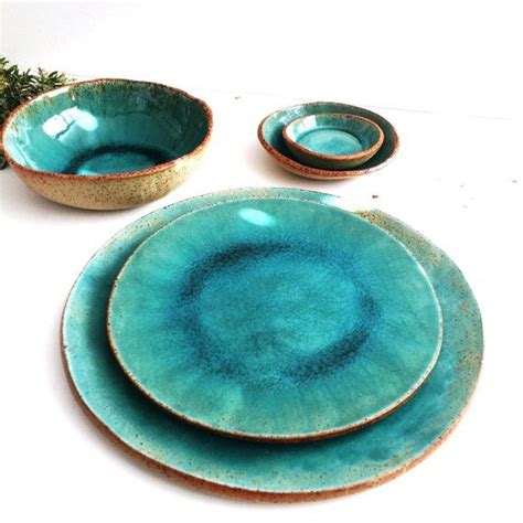 Stoneware Dinnerware Set Handmade Pottery Plates And Bowls Etsy