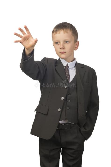 Boy Stands Isolated On White Background Stock Photo Image Of