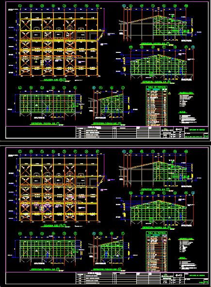 Planos De Estructura De Fachada Industrial En Dwg Autocad Estructuras Sexiz Pix