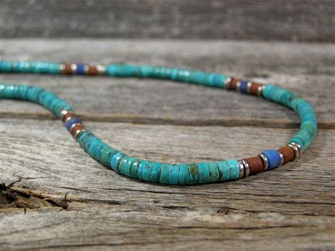 Mens Necklace Turquoise Necklace Heishi By Stoneweardesigns