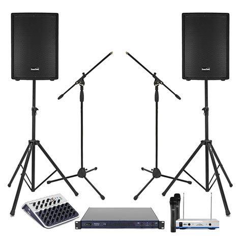 Disc 750w 12 Passive Pa System With Mixer Power Amp And Wireless Mics