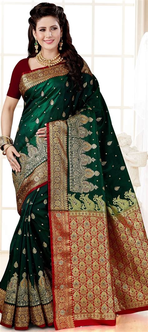 1562006 Party Wear Traditional Green Color Banarasi Silk Silk Fabric