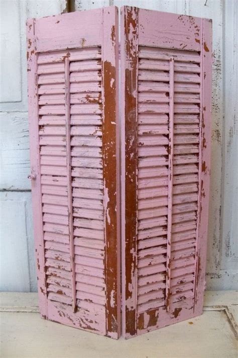 Large Wooden Shutters Pink Heavily Distressed Shabby Chic Etsy