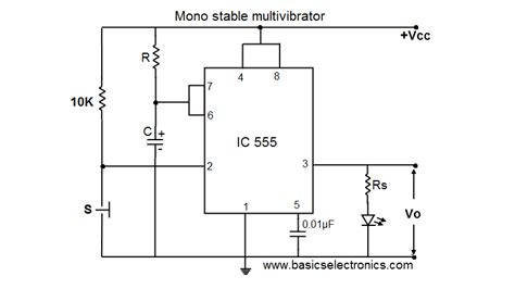 How A Monostable Multivibrator Using Ic 555 Works Detailed Study