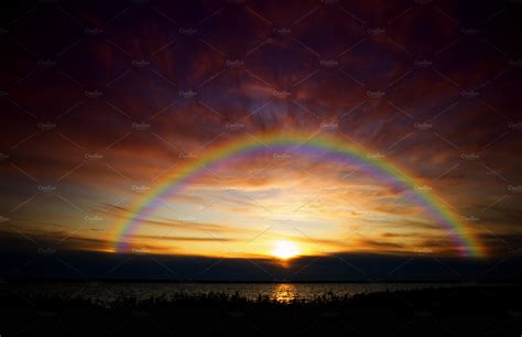 Dramatic Rainbow Captured During Sun High Quality Nature Stock Photos