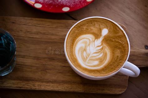 Coffee Aroma Latte Art Cup On Wood Table Relaxtime In Cafe Coffee Shop
