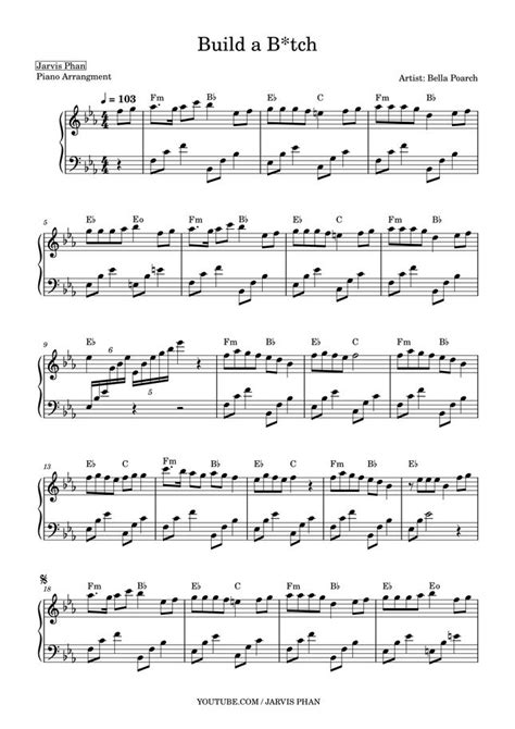 Bella Poarch Build A B Tch Piano Sheet By Jarvis Phan Sheet Music