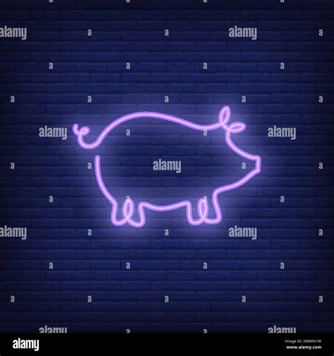 Pig Shape Neon Sign Template Stock Vector Image And Art Alamy