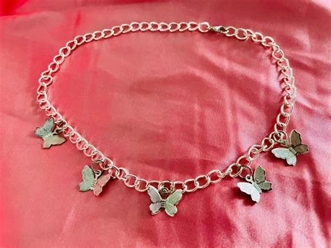 Butterfly Choker Necklace Silver Gold Etsy
