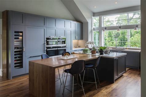 East Hampton Two Tone Grey And Solid Walnut Transitional Kitchen